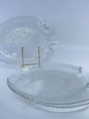 vintage arcoroc fish shaped clear glass plates set of 3 made in france